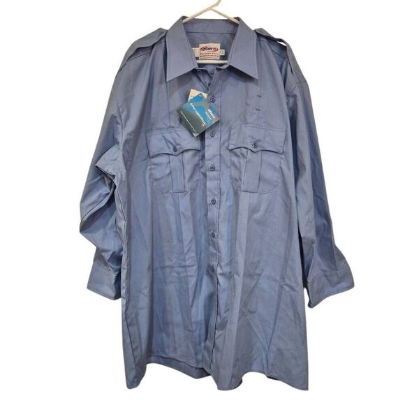 Elbeco Men's Paragon Plus Long Sleeve Shirt, Blue, poly/cotton - P878 NEW - Picture 2 of 13